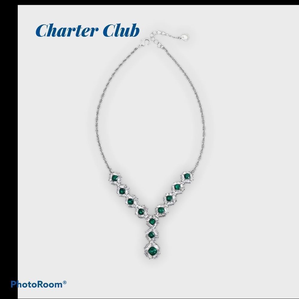 Crystal & Stone Cluster Lariat Necklace, 17" + 3"
